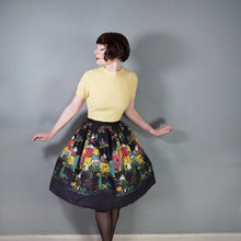 Load image into Gallery viewer, 50s MILLWORTH CASBAH PRINT NOVELTY SKIRT IN BLACK COTTON - 29"
