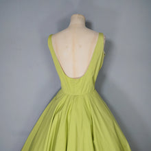Load image into Gallery viewer, 50s CHARTREUSE / PASTEL GREEN BACKLESS FULL CIRCLE DRESS - S