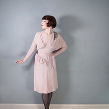 Load image into Gallery viewer, 40s MAX KOPP LONG SLEEVED BATWING RAYON DRESS WITH RUFFLES AND SEQUINS - S