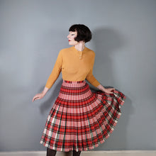 Load image into Gallery viewer, 60s &quot;THE 2 WAY SKIRT&quot; RED TARTAN REVERSIBLE PLEATED WOOL SKIRT - 25-26&quot;