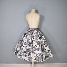 Load image into Gallery viewer, 50s BLACK AND WHITE COTTON FRUIT PRINT NOVELTY FULL SKIRT - 27&quot;