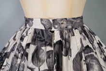 Load image into Gallery viewer, 50s BLACK AND WHITE COTTON FRUIT PRINT NOVELTY FULL SKIRT - 27&quot;