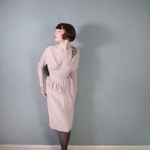Load image into Gallery viewer, 40s MAX KOPP LONG SLEEVED BATWING RAYON DRESS WITH RUFFLES AND SEQUINS - S