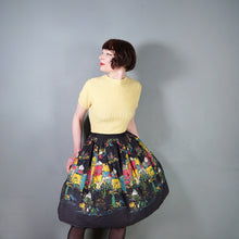 Load image into Gallery viewer, 50s MILLWORTH CASBAH PRINT NOVELTY SKIRT IN BLACK COTTON - 29"