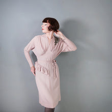 Load image into Gallery viewer, 40s MAX KOPP LONG SLEEVED BATWING RAYON DRESS WITH RUFFLES AND SEQUINS - S