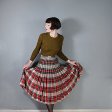 Load image into Gallery viewer, 60s &quot;THE 2 WAY SKIRT&quot; RED TARTAN REVERSIBLE PLEATED WOOL SKIRT - 25-26&quot;