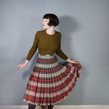 Load image into Gallery viewer, 60s &quot;THE 2 WAY SKIRT&quot; RED TARTAN REVERSIBLE PLEATED WOOL SKIRT - 25-26&quot;