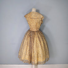 Load image into Gallery viewer, 50s LEOPARD ANIMAL PRINT FULL SKIRTED CHIFFON PARTY DRESS WITH BIG COLLAR - XS-S