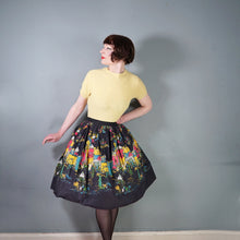 Load image into Gallery viewer, 50s MILLWORTH CASBAH PRINT NOVELTY SKIRT IN BLACK COTTON - 29"