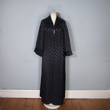 Load image into Gallery viewer, 60s EASTEX LONG BLACK CHECKERBOARD SATIN EVENING DRESS COAT - M