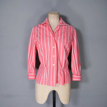 Load image into Gallery viewer, 50s 60s ST MICHAEL BRIGHT PINK STRIPE 3/4 SLEEVE SHIRT - M