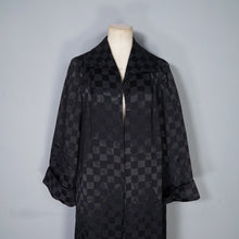 Load image into Gallery viewer, 60s EASTEX LONG BLACK CHECKERBOARD SATIN EVENING DRESS COAT - M