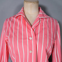 Load image into Gallery viewer, 50s 60s ST MICHAEL BRIGHT PINK STRIPE 3/4 SLEEVE SHIRT - M