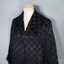 Load image into Gallery viewer, 60s EASTEX LONG BLACK CHECKERBOARD SATIN EVENING DRESS COAT - M