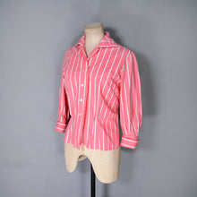Load image into Gallery viewer, 50s 60s ST MICHAEL BRIGHT PINK STRIPE 3/4 SLEEVE SHIRT - M