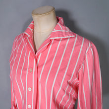 Load image into Gallery viewer, 50s 60s ST MICHAEL BRIGHT PINK STRIPE 3/4 SLEEVE SHIRT - M