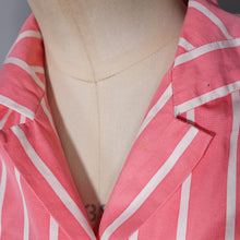 Load image into Gallery viewer, 50s 60s ST MICHAEL BRIGHT PINK STRIPE 3/4 SLEEVE SHIRT - M