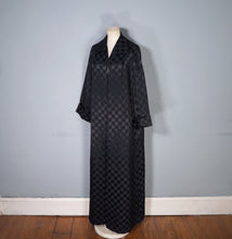 Load image into Gallery viewer, 60s EASTEX LONG BLACK CHECKERBOARD SATIN EVENING DRESS COAT - M