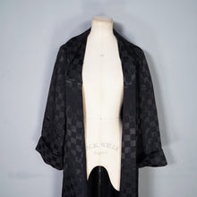 Load image into Gallery viewer, 60s EASTEX LONG BLACK CHECKERBOARD SATIN EVENING DRESS COAT - M