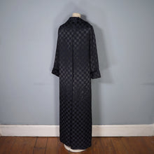 Load image into Gallery viewer, 60s EASTEX LONG BLACK CHECKERBOARD SATIN EVENING DRESS COAT - M