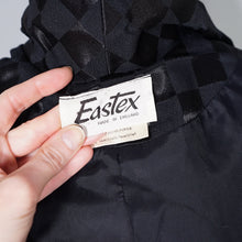 Load image into Gallery viewer, 60s EASTEX LONG BLACK CHECKERBOARD SATIN EVENING DRESS COAT - M