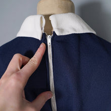 Load image into Gallery viewer, 60s 70s PLEATED BLUE WHITE COLLARED SAILOR DRESS WITH ANCHOR POCKET - S-M