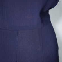 Load image into Gallery viewer, 40s BLUE RAYON DRESS WITH TIE COLLAR STYLED BY WELL-MADE - S-M