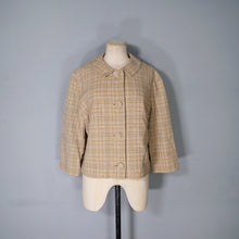 Load image into Gallery viewer, 60s PENDLETON SHORT BROWN BEIGE AND GREY PLAID WOOL SWING JACKET - L