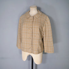 Load image into Gallery viewer, 60s PENDLETON SHORT BROWN BEIGE AND GREY PLAID WOOL SWING JACKET - L
