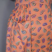 Load image into Gallery viewer, 40s ORANGE PAISLEY PRINT SOFT RAYON ROBE / WRAP DRESS - S
