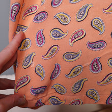 Load image into Gallery viewer, 40s ORANGE PAISLEY PRINT SOFT RAYON ROBE / WRAP DRESS - S