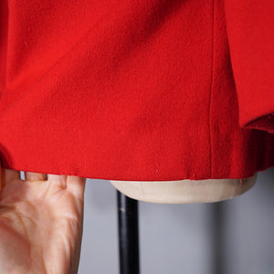 50s TRYLON RED SHORT OPEN CUT SWING WOOL JACKET - M