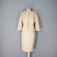 Load image into Gallery viewer, 60s CREAM LILLI ANN THICK WOVEN WOOL SUIT WITH PENCIL SKIRT AND OPEN JACKET - XS-S