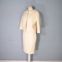 Load image into Gallery viewer, 60s CREAM LILLI ANN THICK WOVEN WOOL SUIT WITH PENCIL SKIRT AND OPEN JACKET - XS-S