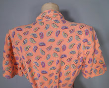 Load image into Gallery viewer, 40s ORANGE PAISLEY PRINT SOFT RAYON ROBE / WRAP DRESS - S