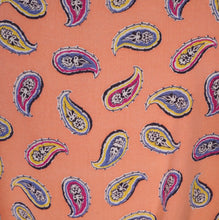 Load image into Gallery viewer, 40s ORANGE PAISLEY PRINT SOFT RAYON ROBE / WRAP DRESS - S