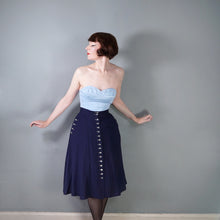 Load image into Gallery viewer, 50s / 60s ST MICHAEL PASTEL BLUE STRAPLESS CORSET / BUSTIER SUN TOP - XS