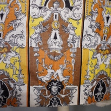 Load image into Gallery viewer, 50s CONTINENTALS DRESS WITH BAROQUE ORNATE PRINT WITH FAUNS AND HARPYS - S