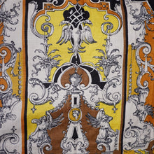 Load image into Gallery viewer, 50s CONTINENTALS DRESS WITH BAROQUE ORNATE PRINT WITH FAUNS AND HARPYS - S