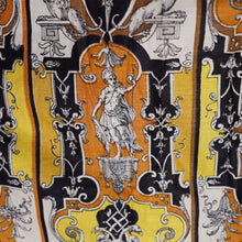 Load image into Gallery viewer, 50s CONTINENTALS DRESS WITH BAROQUE ORNATE PRINT WITH FAUNS AND HARPYS - S