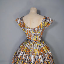 Load image into Gallery viewer, 50s CONTINENTALS DRESS WITH BAROQUE ORNATE PRINT WITH FAUNS AND HARPYS - S