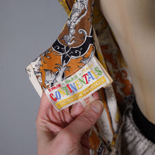 Load image into Gallery viewer, 50s CONTINENTALS DRESS WITH BAROQUE ORNATE PRINT WITH FAUNS AND HARPYS - S