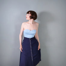 Load image into Gallery viewer, 50s / 60s ST MICHAEL PASTEL BLUE STRAPLESS CORSET / BUSTIER SUN TOP - XS