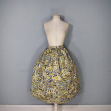 Load image into Gallery viewer, HANDMADE 50s YELLOW VENETIAN / VENICE GONDOLIER PRINT FULL SKIRT - 30&quot;
