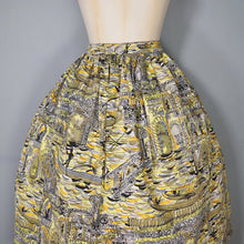 Load image into Gallery viewer, HANDMADE 50s YELLOW VENETIAN / VENICE GONDOLIER PRINT FULL SKIRT - 30&quot;