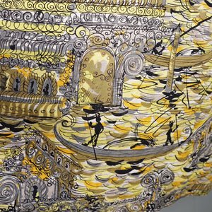 HANDMADE 50s YELLOW VENETIAN / VENICE GONDOLIER PRINT FULL SKIRT - 30"