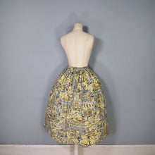 Load image into Gallery viewer, HANDMADE 50s YELLOW VENETIAN / VENICE GONDOLIER PRINT FULL SKIRT - 30&quot;