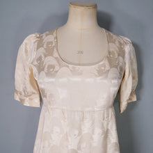Load image into Gallery viewer, 60s / 70s VIVIEN SMITH LADY FACE DAMASK FABRIC EMPIRE MAXI DRESS - XS