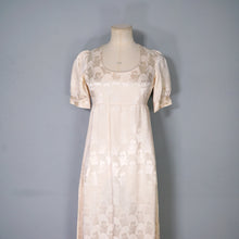 Load image into Gallery viewer, 60s / 70s VIVIEN SMITH LADY FACE DAMASK FABRIC EMPIRE MAXI DRESS - XS