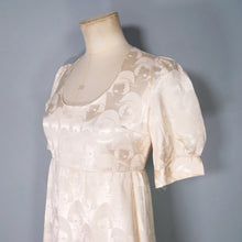 Load image into Gallery viewer, 60s / 70s VIVIEN SMITH LADY FACE DAMASK FABRIC EMPIRE MAXI DRESS - XS